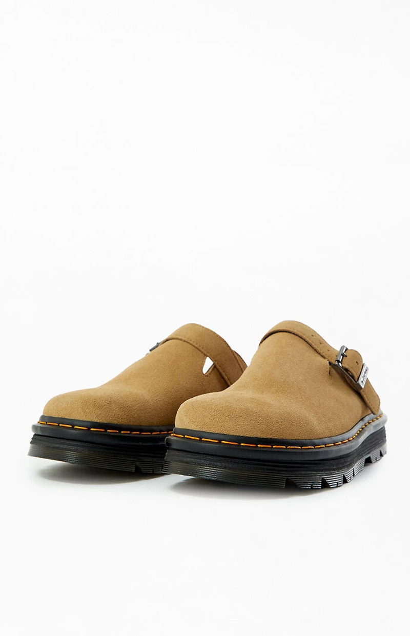 Dr Martens Tan Zebzag Suede Slingback Platform Mules