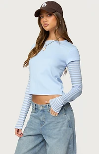 Edikted Stripey Layered Long Sleeve T-Shirt