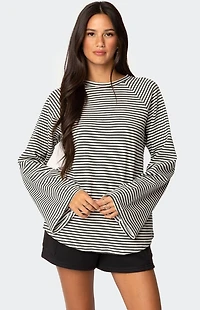 Edikted Stripey Oversized Bell Sleeve Top