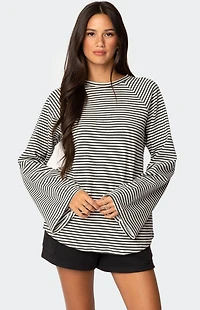 Edikted Stripey Oversized Bell Sleeve Top