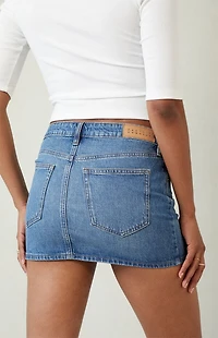 Pacsun Bella Stretch Dark Indigo Mid Rise Denim Mini Skirt