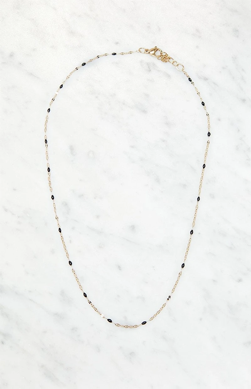 John Galt Black Beaded Chain Necklace
