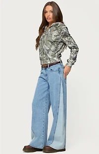 Edikted Genna Contrast Panel Low Rise Jeans