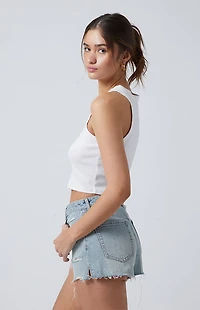 Pacsun Light Indigo Ripped High Waisted Denim Festival Shorts