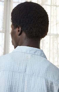The Met x Pacsun Seersucker Cropped Button Up Long Sleeve Shirt