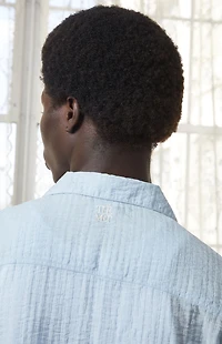 The Met x Pacsun Seersucker Cropped Button Up Long Sleeve Shirt