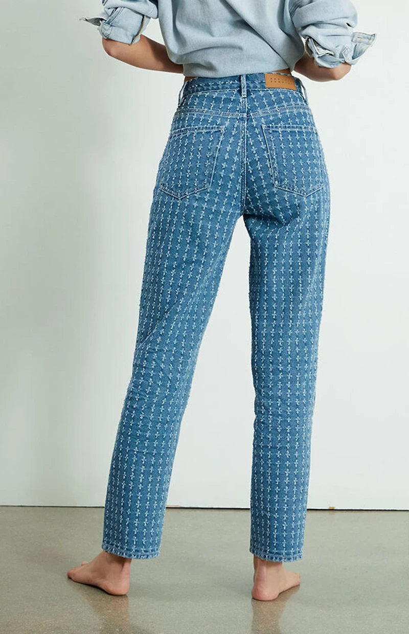 Pacsun Medium Blue Distressed Dad Jeans
