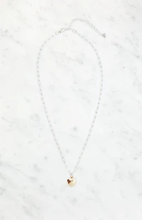 LA Hearts Two Tone Heart Chain Necklace