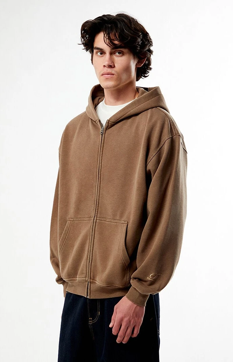 Pacsun Washed Brown Full Zip Hoodie