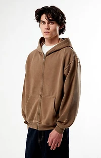 Pacsun Washed Brown Full Zip Hoodie