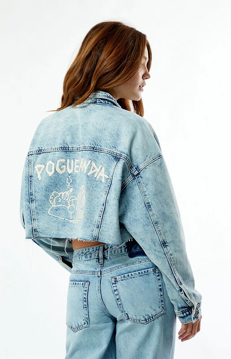 Outer Banks Poguelandia Cropped Denim Trucker Jacket