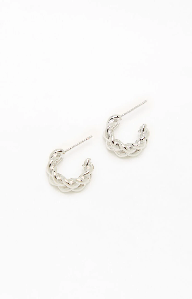 LA Hearts Silver 14K Gold Plated Braided Hoop Earrings