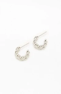 LA Hearts Silver 14K Gold Plated Braided Hoop Earrings