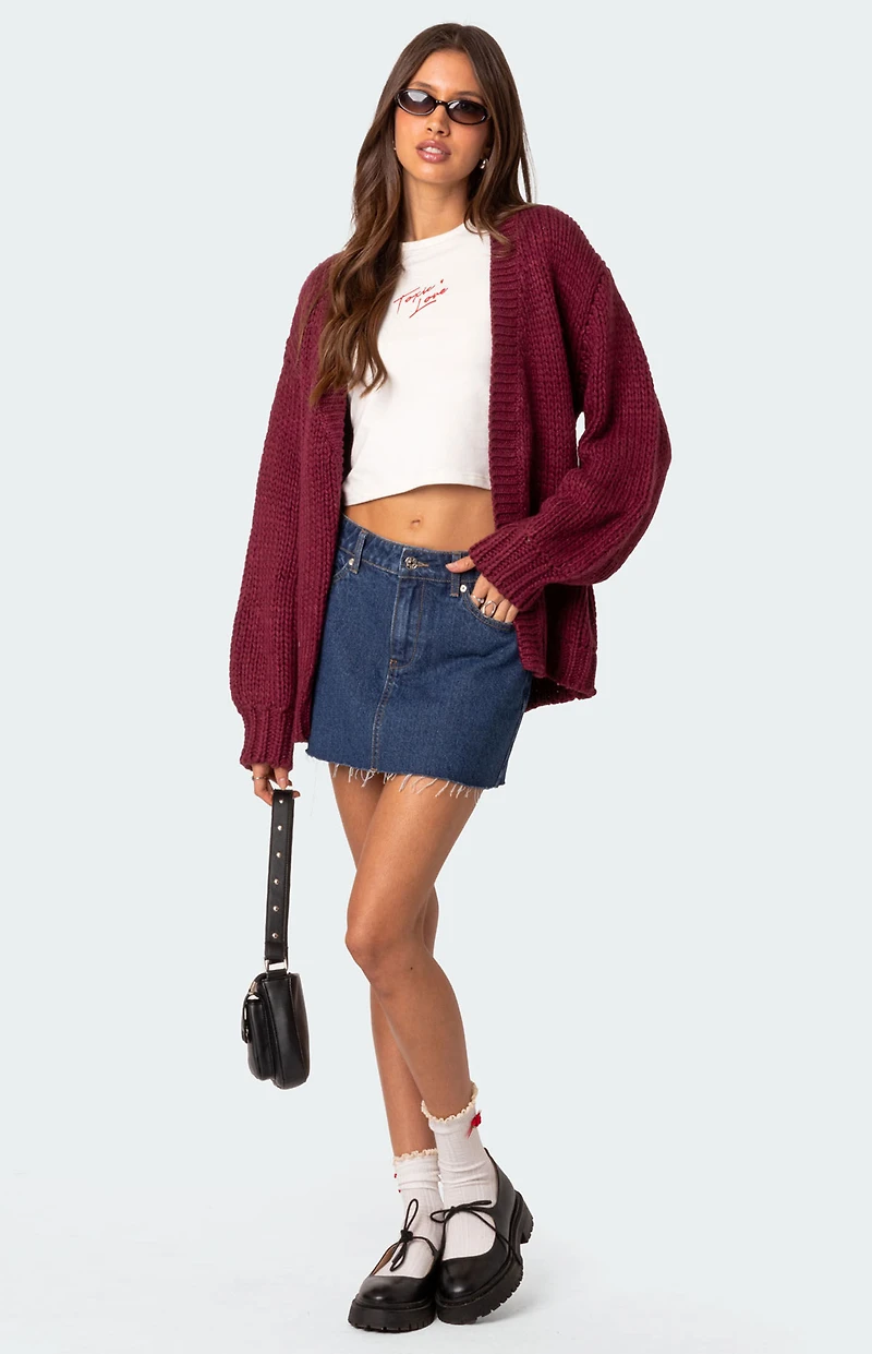 Edikted Jessie Low Rise Denim Skirt
