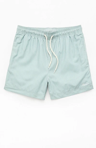 Pacsun Bailey Green Pinstripe 4.5" Swim Trunks