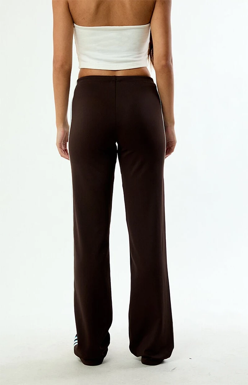 adidas Brown 3-Stripe Slouchy Straight Leg Track Pants