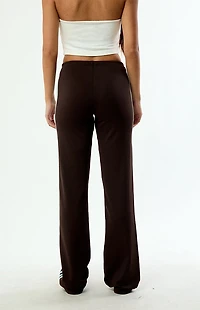 adidas Brown 3-Stripe Slouchy Straight Leg Track Pants