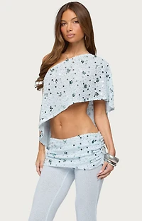 Edikted Zephyra Beaded & Sequin One Shoulder Poncho