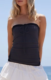 John Galt Black Amelia Cinched Tube Top