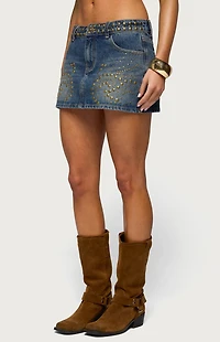 Edikted Libbey Studded Denim Mini Skirt