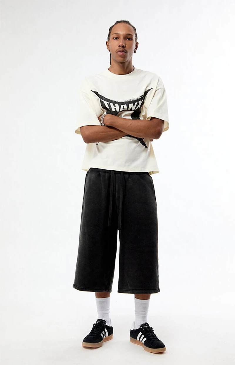 Pacsun Washed Black Ultra Baggy Fleece Sweat Shorts