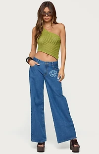 Edikted Daley Asymmetric One Shoulder Crochet Top