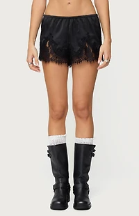 Edikted Reisa Lacey Satin Effect Shorts