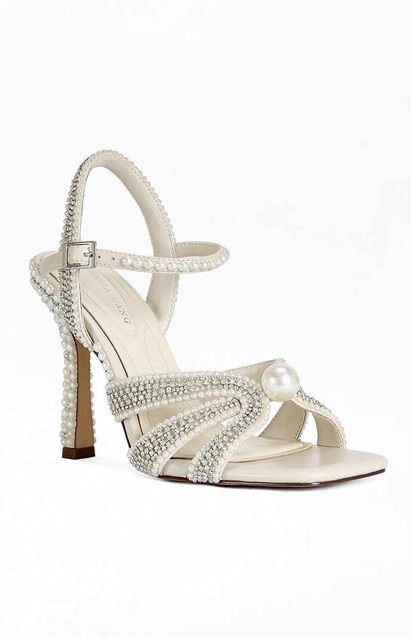 AZALEA WANG Women's Elara Ivory Pearl Sandal Heels