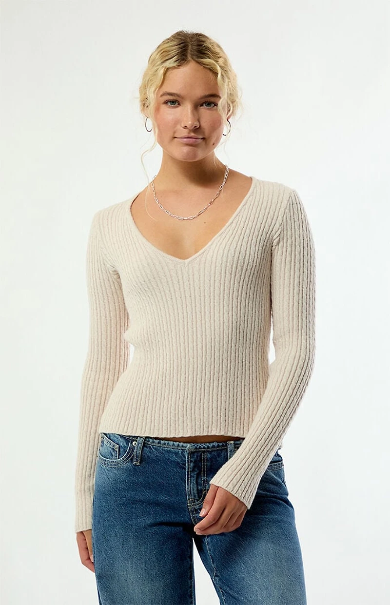 Your Favorite Maple Cable Knit V-Neck Sweater