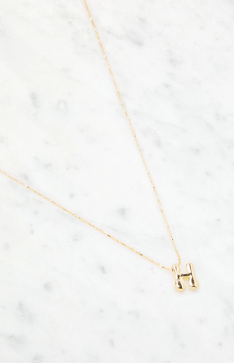 LA Hearts H Initial 14K Gold Plated Necklace