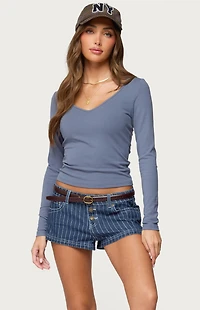 Edikted Moreen Ribbed Long Sleeve T-Shirt