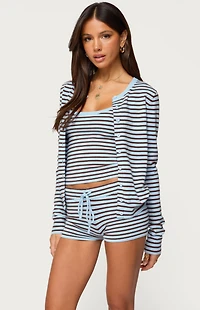 Edikted Lillian Striped Button Up Knit Cardigan