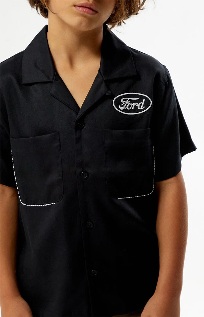 FORD Kids Pick Stitch Cropped Camp Shirt