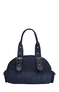 True Religion Dark Denim Multi Patch Satchel Bag