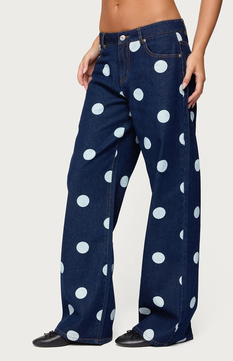Edikted Leyah Polka Dot Low Rise Jeans