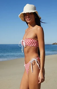 Pacsun Red Cherry Gingham Karly Bandeau Bikini Top