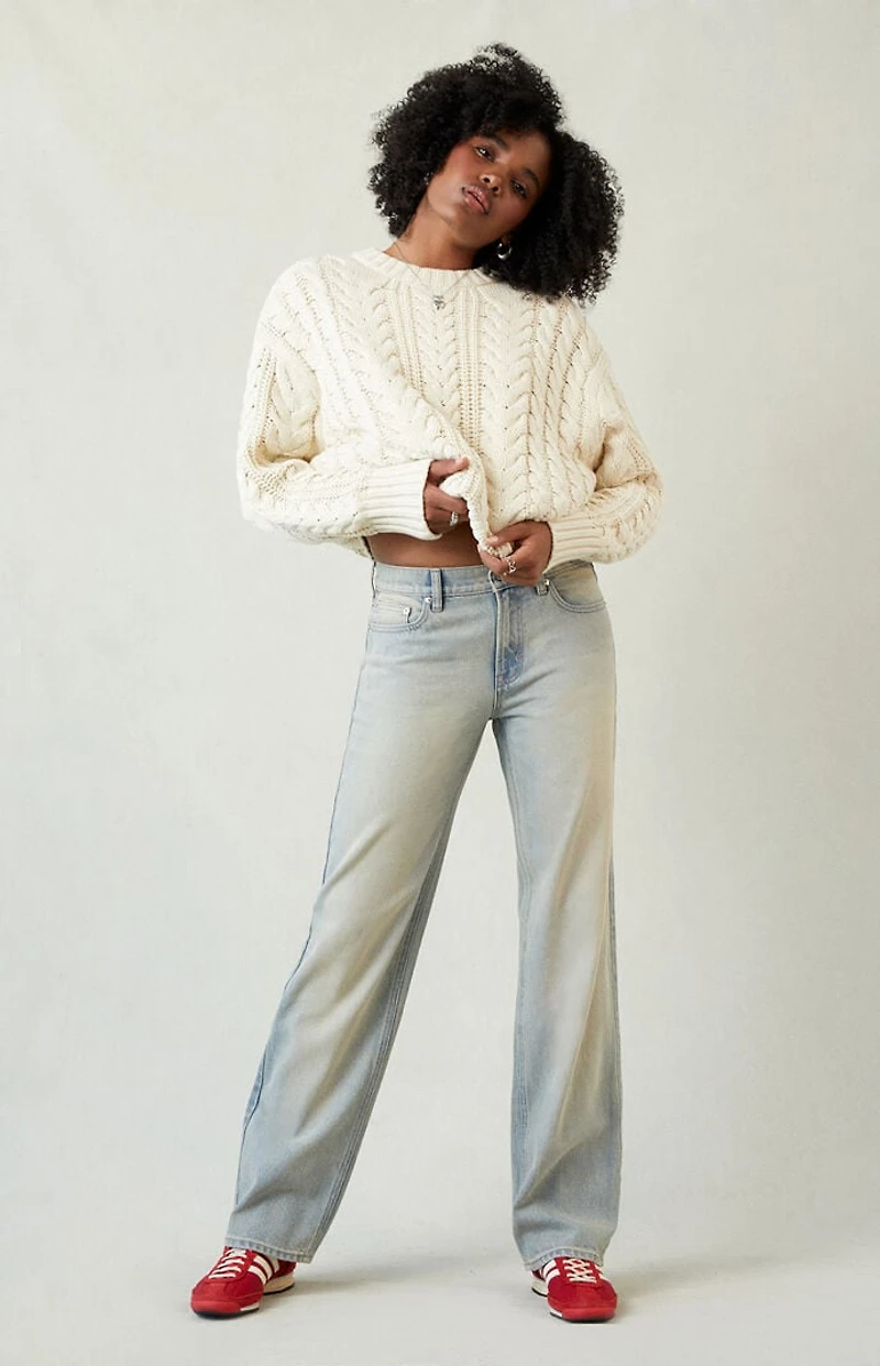 Pacsun Jordyn Low Rise Straight Leg Jeans Light Blue Wash