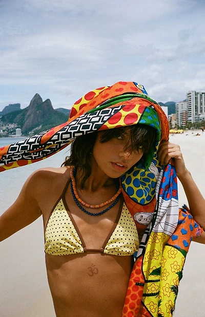 Pacsun Yellow Polka Dot Piper Binded Triangle Bikini Top