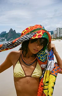 Pacsun Yellow Polka Dot Piper Binded Triangle Bikini Top