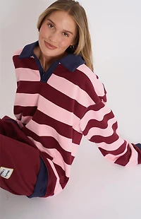 THE MAYFAIR GROUP Come As You Are Striped Collar Oversized Sweatshirt