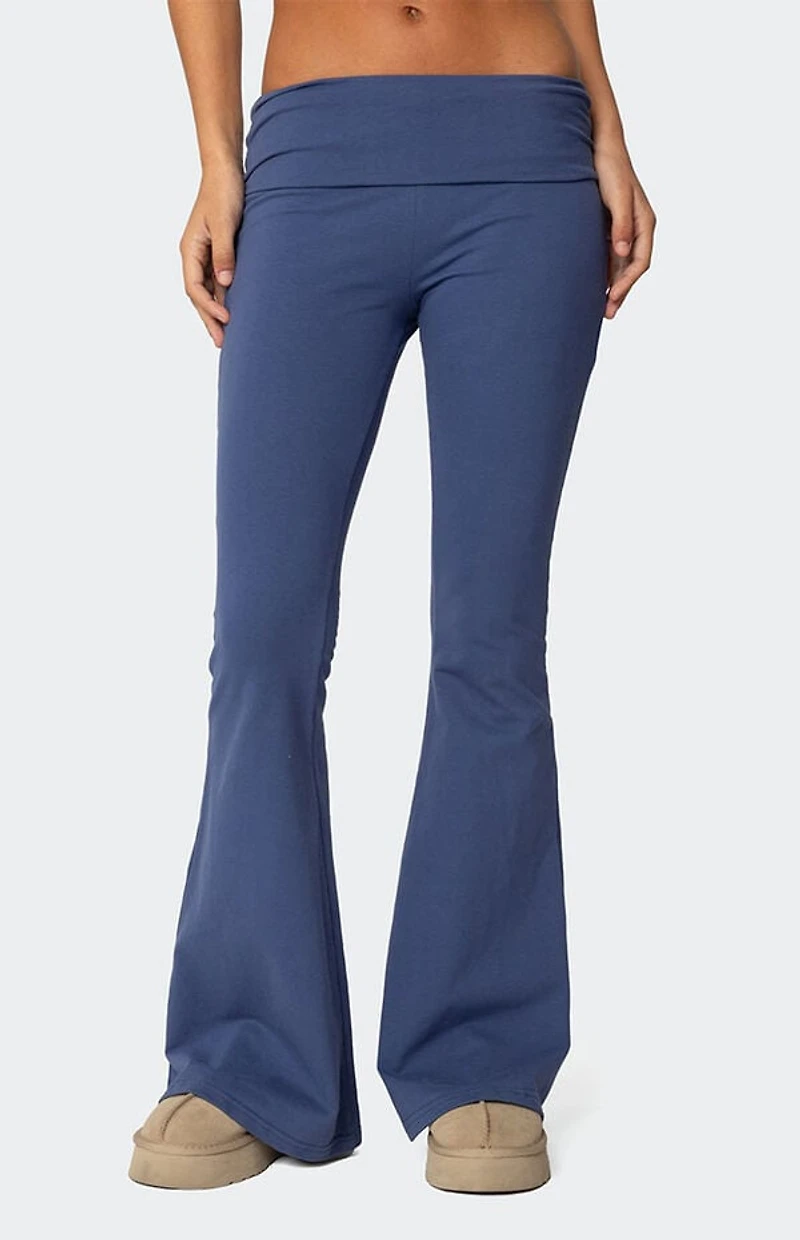 Edikted Aiyana Fold Over Flared Leggings