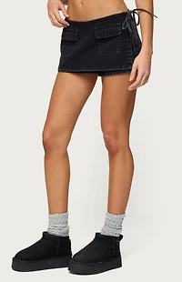 Edikted Giselle Wrap Denim Mini Skort