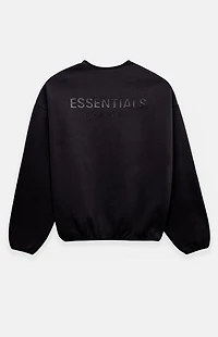 Fear of God ESSENTIALS Jet Black Modern Fit Fleece Crew Neck Sweatshirt