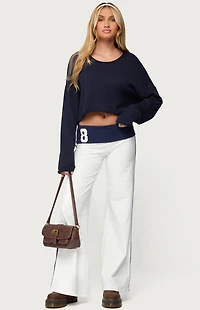 Edikted 8 Contrast Fold Over Wide Leg Pants