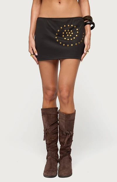 Edikted Swirl Studded Mini Skirt