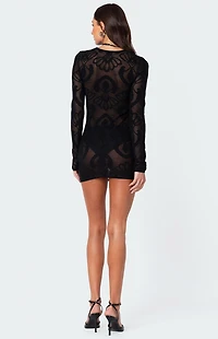 Edikted Embroidered Sheer Knit Mini Dress