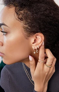 Ana Luisa Celeste Crescent Moon Huggie Hoop Earrings