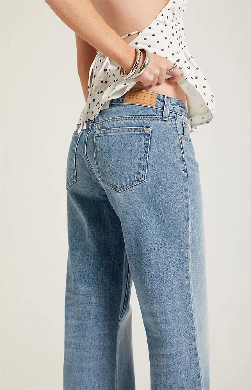 Pacsun Zoe Low Rise Girlfriend Jeans Medium Blue Wash