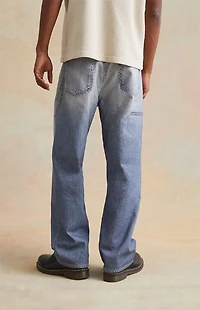 RARE DNM EDIT Medium Indigo Graphic Printed Chain Baggy Jeans