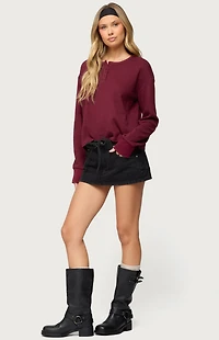 Edikted Deni Long Sleeve Henley Waffle Top